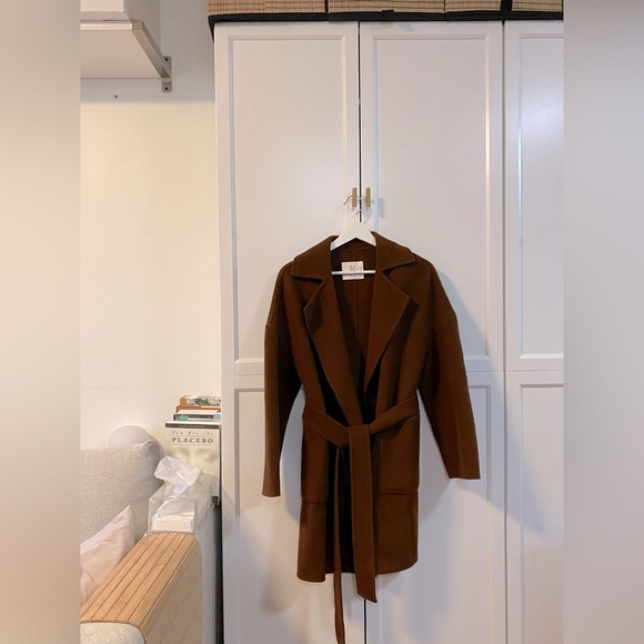 *SOLD* My Little Mushroom Biu | Chocolate Brown Wool Wrap Coat | Size M - Picture 2 of 8